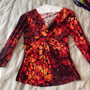 Blouse - red/purple/orange/black - 3/4  sleeves